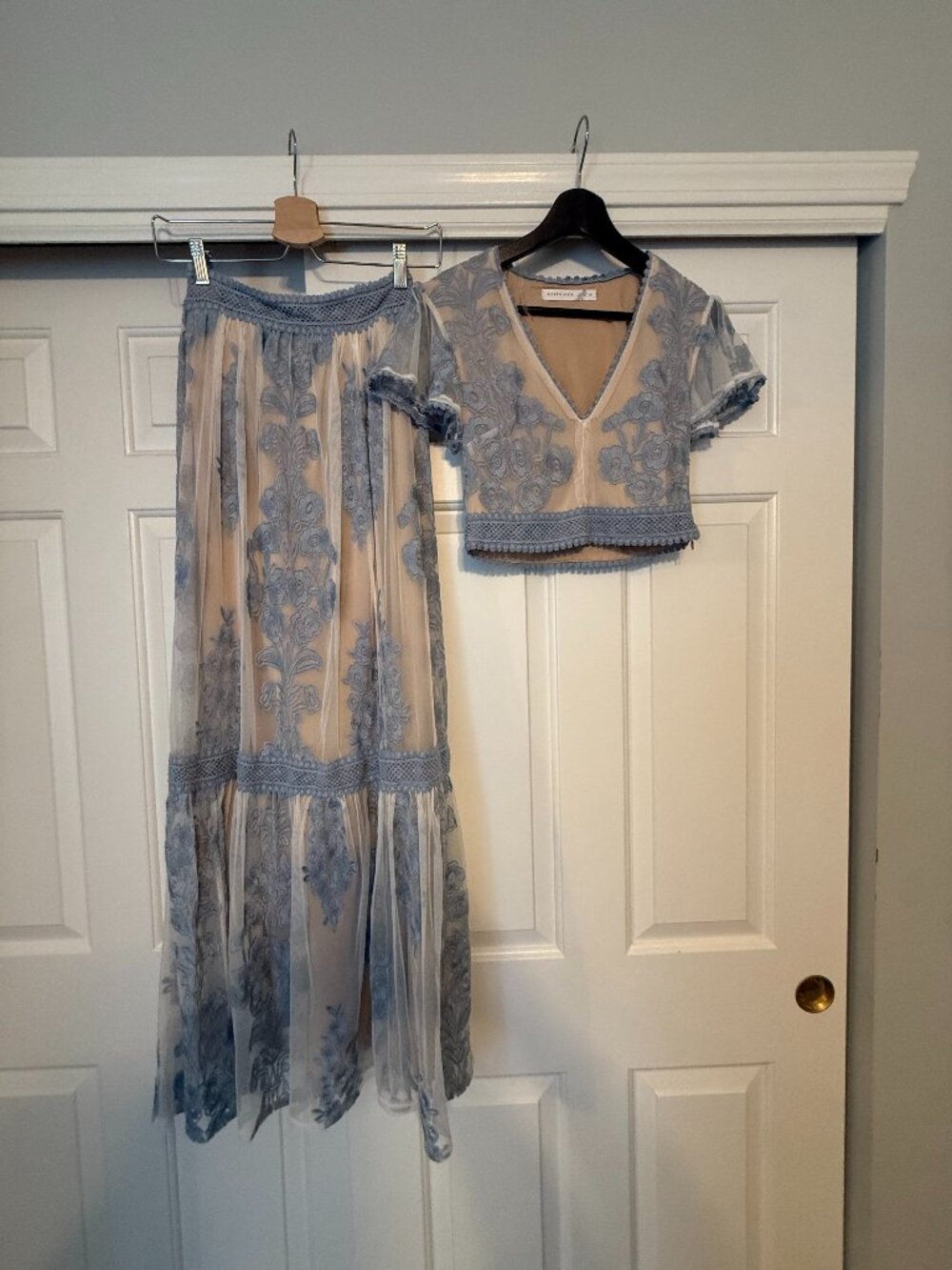 Altard State Arissa Embroidered Lace Skirt Top Set Size XS